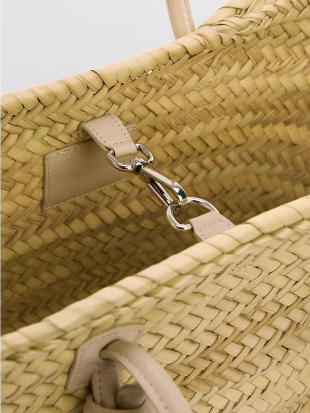 Mango Natural Straw Tote with Beige Leather Handles - Picture 7 of 10